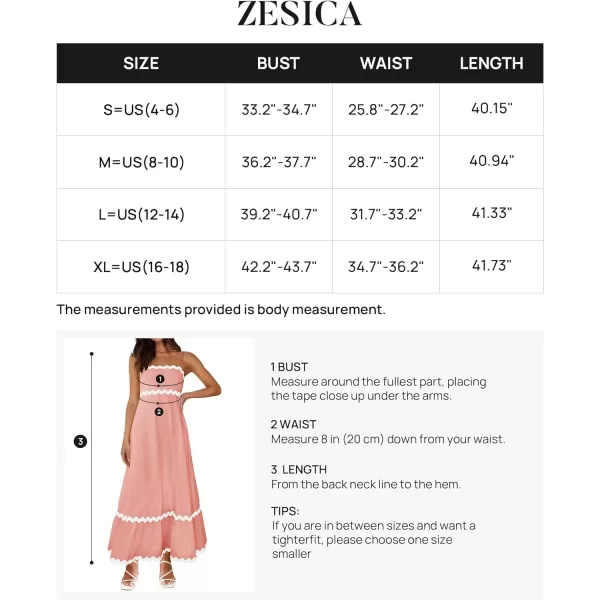 imageZESICA Womens 2024 Summer Spaghetti Straps Sleeveless Backless Sundress Flowy Smocked Lace Swing A Line Midi DressCoral Pink