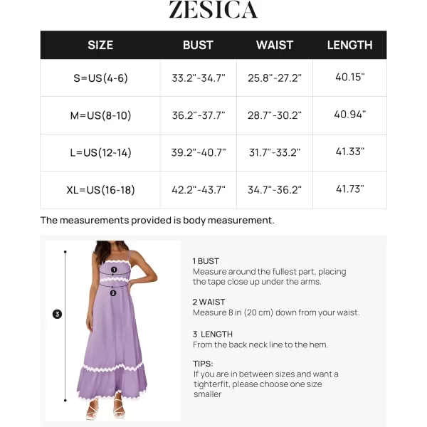 imageZESICA Womens 2024 Summer Spaghetti Straps Sleeveless Backless Sundress Flowy Smocked Lace Swing A Line Midi DressLight Purple