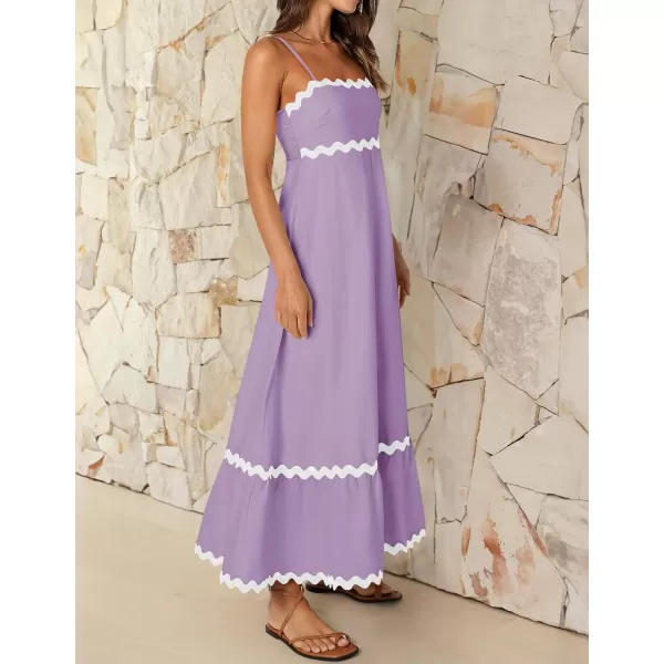 imageZESICA Womens 2024 Summer Spaghetti Straps Sleeveless Backless Sundress Flowy Smocked Lace Swing A Line Midi DressLight Purple