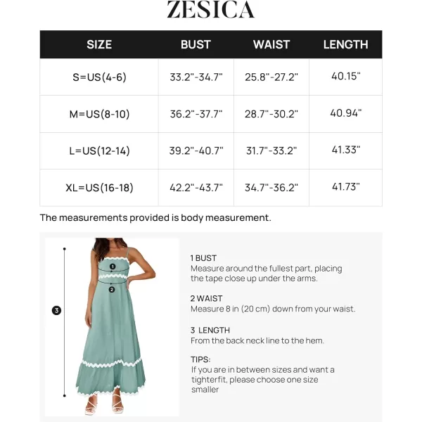 imageZESICA Womens 2024 Summer Spaghetti Straps Sleeveless Backless Sundress Flowy Smocked Lace Swing A Line Midi DressSage
