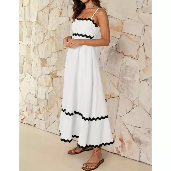 imageZESICA Womens 2024 Summer Spaghetti Straps Sleeveless Backless Sundress Flowy Smocked Lace Swing A Line Midi DressWhite