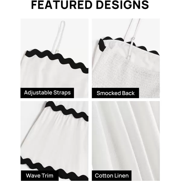 imageZESICA Womens 2024 Summer Spaghetti Straps Sleeveless Backless Sundress Flowy Smocked Lace Swing A Line Midi DressWhite