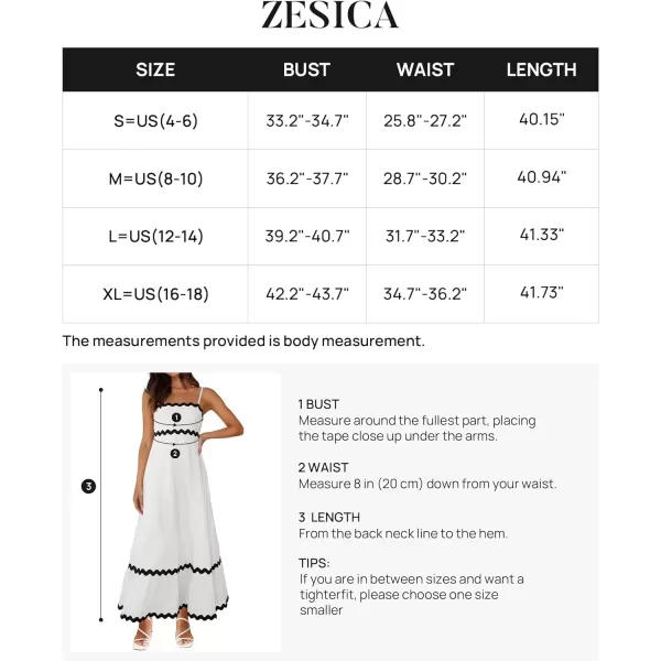 imageZESICA Womens 2024 Summer Spaghetti Straps Sleeveless Backless Sundress Flowy Smocked Lace Swing A Line Midi DressWhite