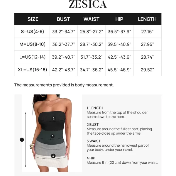 imageZESICA Womens 2024 Summer Strapless Bodycon Dress Sexy Off Shoulder Backless Color Block Y2k Tube Top Mini DressesBlack