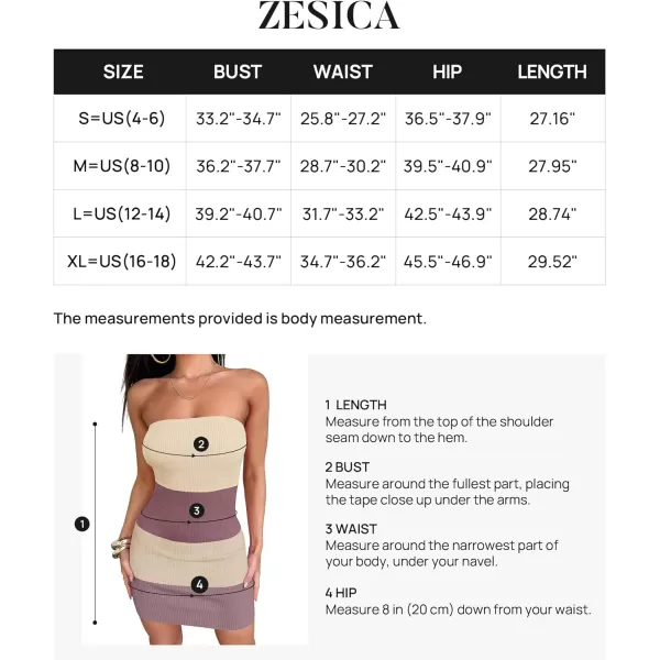 imageZESICA Womens 2024 Summer Strapless Bodycon Dress Sexy Off Shoulder Backless Color Block Y2k Tube Top Mini DressesBrown