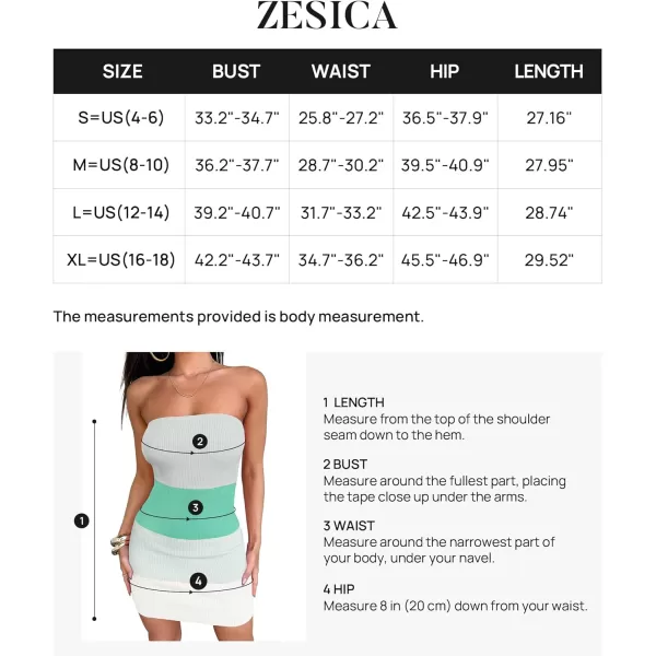imageZESICA Womens 2024 Summer Strapless Bodycon Dress Sexy Off Shoulder Backless Color Block Y2k Tube Top Mini DressesMintgreen