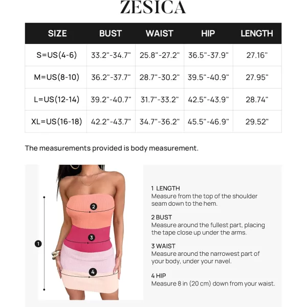 imageZESICA Womens 2024 Summer Strapless Bodycon Dress Sexy Off Shoulder Backless Color Block Y2k Tube Top Mini DressesPink