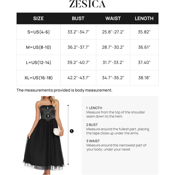 imageZESICA Womens 2024 Summer Strapless Dress Sexy Corset Tube Backless Smocked High Waist Beach Party DressesBlack