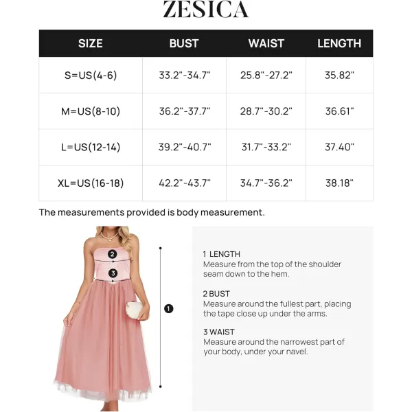 imageZESICA Womens 2024 Summer Strapless Dress Sexy Corset Tube Backless Smocked High Waist Beach Party DressesPink