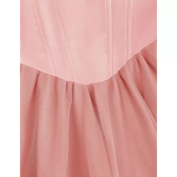 imageZESICA Womens 2024 Summer Strapless Dress Sexy Corset Tube Backless Smocked High Waist Beach Party DressesPink