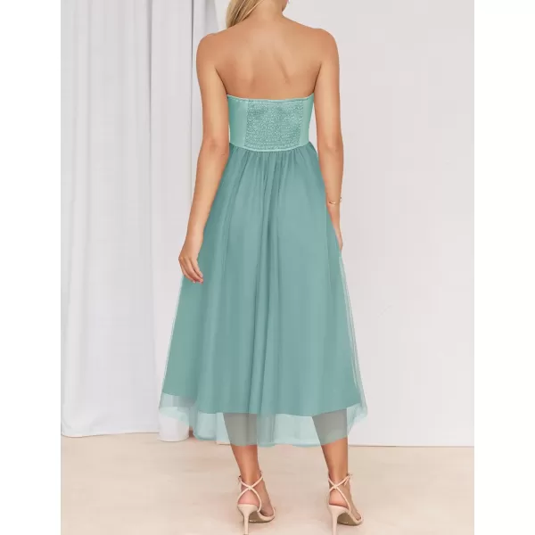 imageZESICA Womens 2024 Summer Strapless Dress Sexy Corset Tube Backless Smocked High Waist Beach Party DressesSage