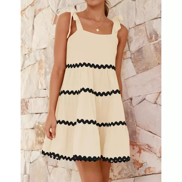 imageZESICA Womens 2024 Summer Swing Mini Dress Casual Spaghetti Straps Sleeveless Smocked Backless Flowy A Line SundressApricot