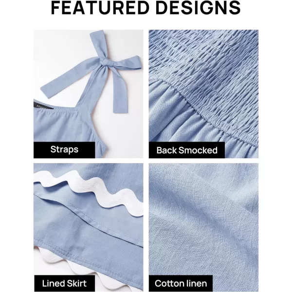 imageZESICA Womens 2024 Summer Swing Mini Dress Casual Spaghetti Straps Sleeveless Smocked Backless Flowy A Line SundressBlue
