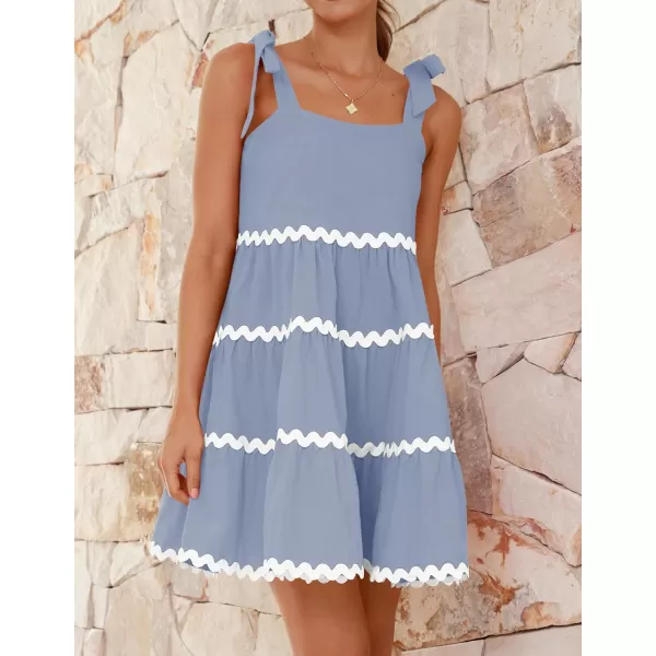 imageZESICA Womens 2024 Summer Swing Mini Dress Casual Spaghetti Straps Sleeveless Smocked Backless Flowy A Line SundressBlue