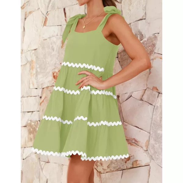 imageZESICA Womens 2024 Summer Swing Mini Dress Casual Spaghetti Straps Sleeveless Smocked Backless Flowy A Line SundressGreen
