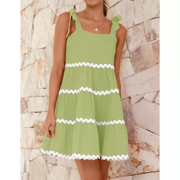 imageZESICA Womens 2024 Summer Swing Mini Dress Casual Spaghetti Straps Sleeveless Smocked Backless Flowy A Line SundressGreen