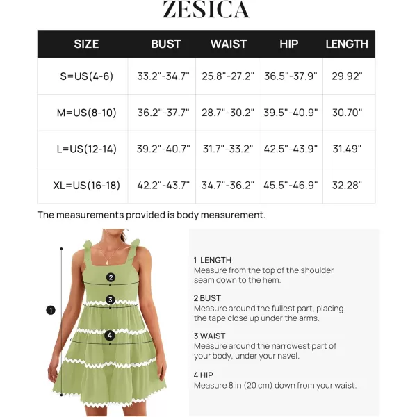 imageZESICA Womens 2024 Summer Swing Mini Dress Casual Spaghetti Straps Sleeveless Smocked Backless Flowy A Line SundressGreen