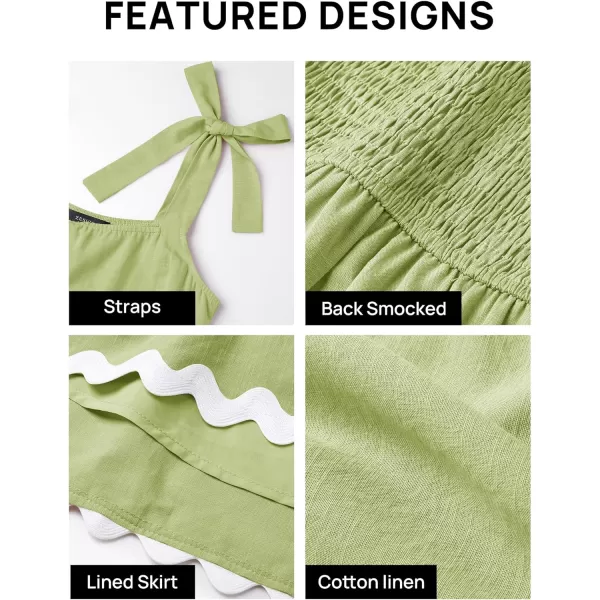 imageZESICA Womens 2024 Summer Swing Mini Dress Casual Spaghetti Straps Sleeveless Smocked Backless Flowy A Line SundressGreen