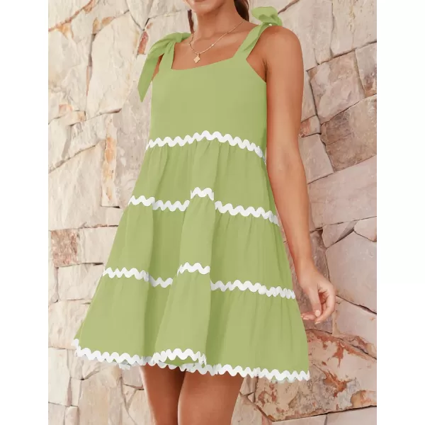 imageZESICA Womens 2024 Summer Swing Mini Dress Casual Spaghetti Straps Sleeveless Smocked Backless Flowy A Line SundressGreen