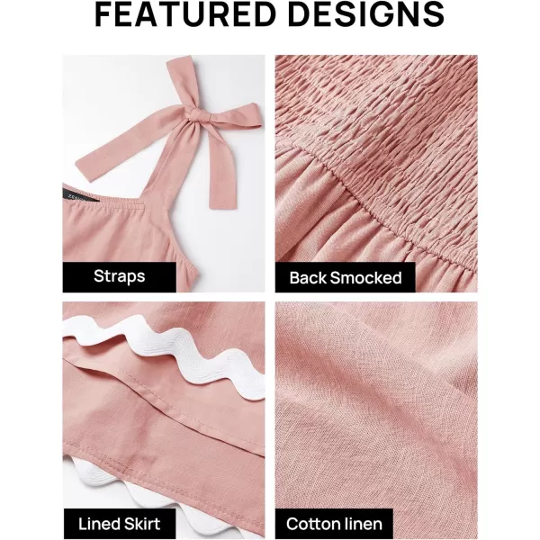 imageZESICA Womens 2024 Summer Swing Mini Dress Casual Spaghetti Straps Sleeveless Smocked Backless Flowy A Line SundressPink