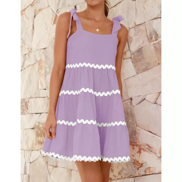 imageZESICA Womens 2024 Summer Swing Mini Dress Casual Spaghetti Straps Sleeveless Smocked Backless Flowy A Line SundressPurple