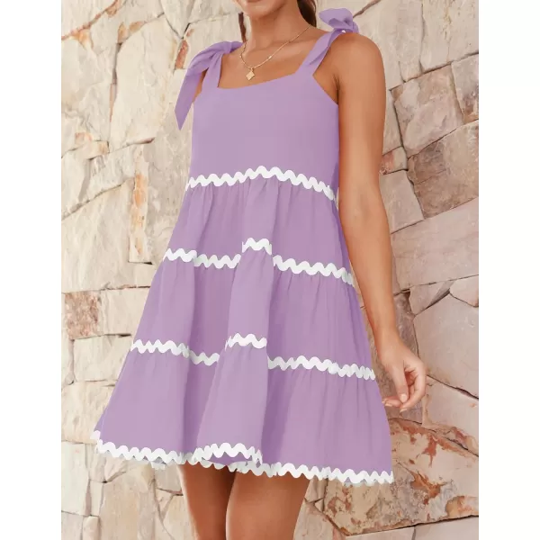 imageZESICA Womens 2024 Summer Swing Mini Dress Casual Spaghetti Straps Sleeveless Smocked Backless Flowy A Line SundressPurple
