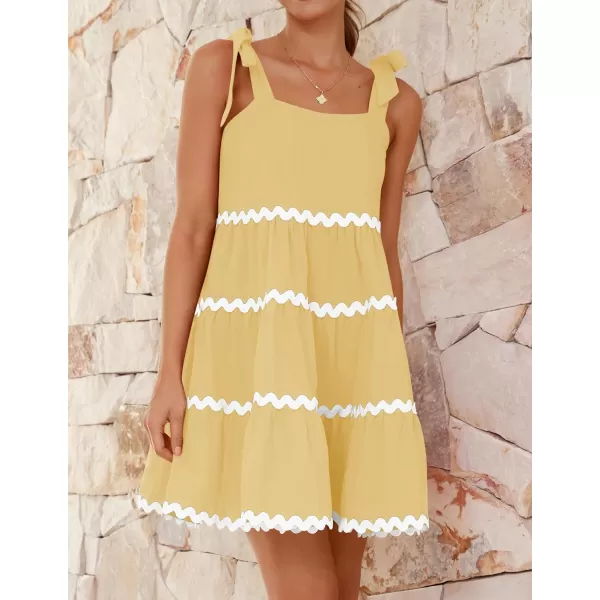 imageZESICA Womens 2024 Summer Swing Mini Dress Casual Spaghetti Straps Sleeveless Smocked Backless Flowy A Line SundressYellow