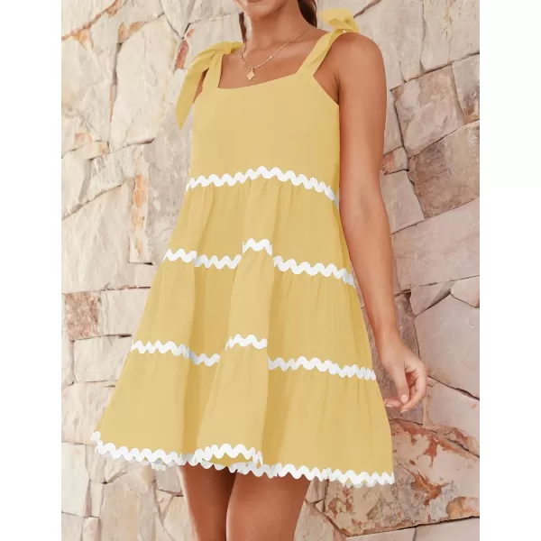 imageZESICA Womens 2024 Summer Swing Mini Dress Casual Spaghetti Straps Sleeveless Smocked Backless Flowy A Line SundressYellow