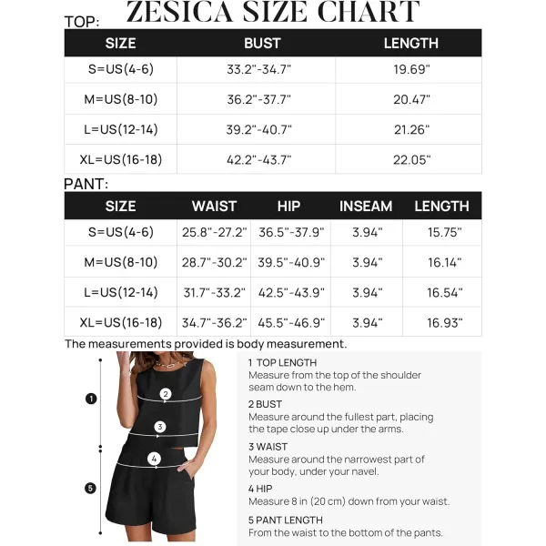 imageZESICA Womens 2024 Summer Two Piece Outfits Linen Crew Neck Tank Crop Top and Shorts 2 Piece Lounge Matching SetDim