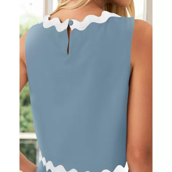 imageZESICA Womens 2024 Summer Two Piece Sets Casual Sleeveless Tank Top and A Line Flowy Maxi Skirt Vacation OutfitsBlue
