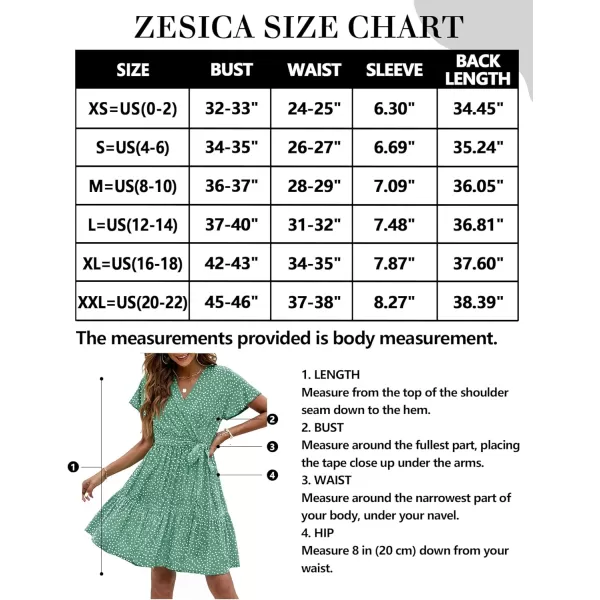 imageZESICA Womens 2024 Summer Wrap V Neck Bohemian Floral Print Ruffle Swing A Line Beach Mini DressPalegreen