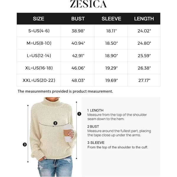 imageZESICA Womens 2024 Turtleneck Batwing Sleeve Loose Oversized Chunky Knitted Pullover Sweater Jumper TopsApricot