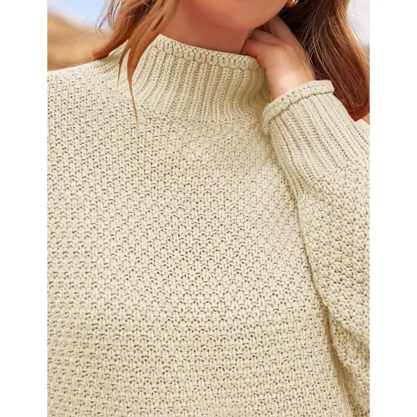 imageZESICA Womens 2024 Turtleneck Batwing Sleeve Loose Oversized Chunky Knitted Pullover Sweater Jumper TopsApricot
