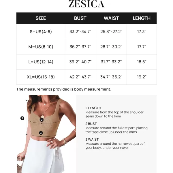 imageZESICA Womens 2024 V Neck Crop Top Ribbed Knit Backless Slim Fit Basic Casual Tank TopsToffee