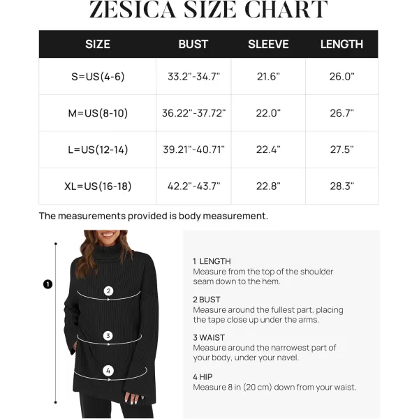 imageZESICA Womens 2024 Winter Sweaters High Neck Long Sleeve Chunky Knit Oversized Side Slit Pullover Sweater Jumper TopsBlack
