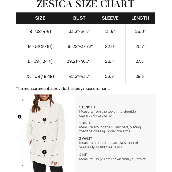 imageZESICA Womens 2024 Winter Sweaters High Neck Long Sleeve Chunky Knit Oversized Side Slit Pullover Sweater Jumper TopsWhite