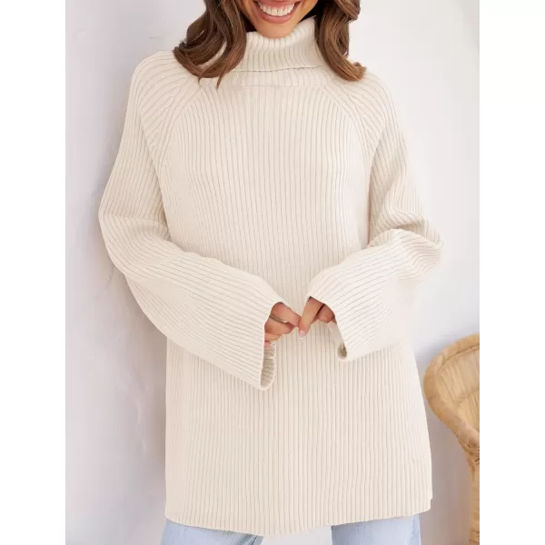 imageZESICA Womens 2024 Winter Sweaters Oversized Turtleneck Long Sleeve Chunky Knitted Tunic Pullover TopsApricot