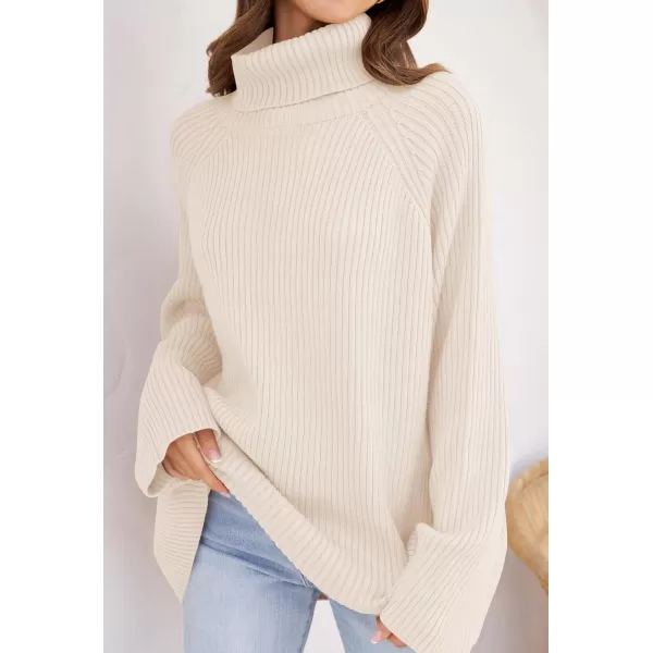 imageZESICA Womens 2024 Winter Sweaters Oversized Turtleneck Long Sleeve Chunky Knitted Tunic Pullover TopsApricot