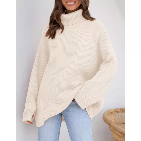 imageZESICA Womens 2024 Winter Sweaters Oversized Turtleneck Long Sleeve Chunky Knitted Tunic Pullover TopsApricot