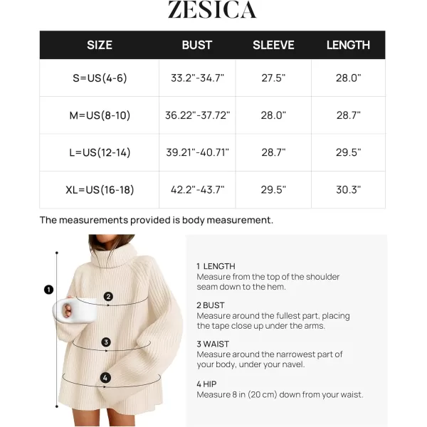 imageZESICA Womens 2024 Winter Sweaters Oversized Turtleneck Long Sleeve Chunky Knitted Tunic Pullover TopsApricot