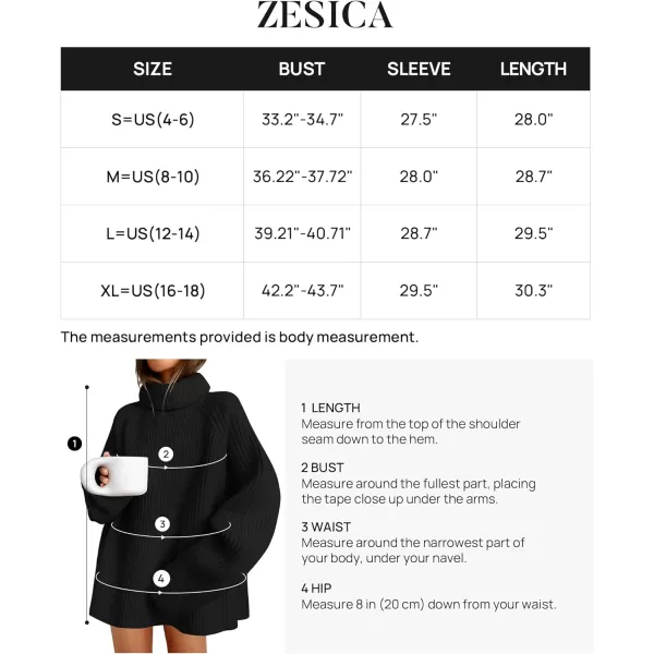 imageZESICA Womens 2024 Winter Sweaters Oversized Turtleneck Long Sleeve Chunky Knitted Tunic Pullover TopsBlack