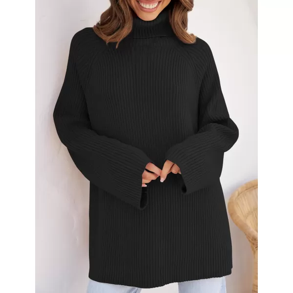 imageZESICA Womens 2024 Winter Sweaters Oversized Turtleneck Long Sleeve Chunky Knitted Tunic Pullover TopsBlack