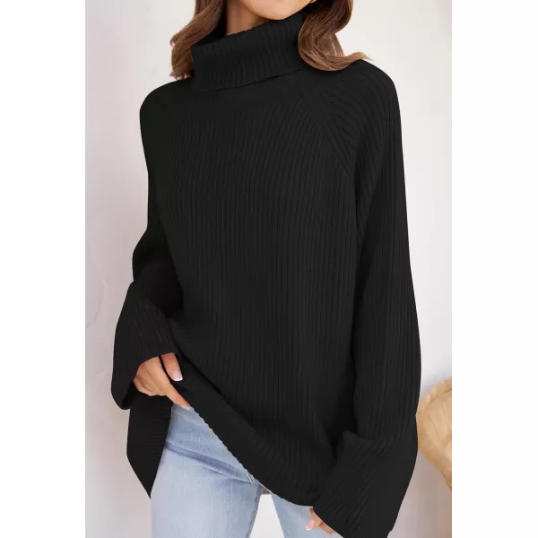 imageZESICA Womens 2024 Winter Sweaters Oversized Turtleneck Long Sleeve Chunky Knitted Tunic Pullover TopsBlack