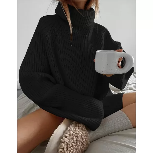 imageZESICA Womens 2024 Winter Sweaters Oversized Turtleneck Long Sleeve Chunky Knitted Tunic Pullover TopsBlack