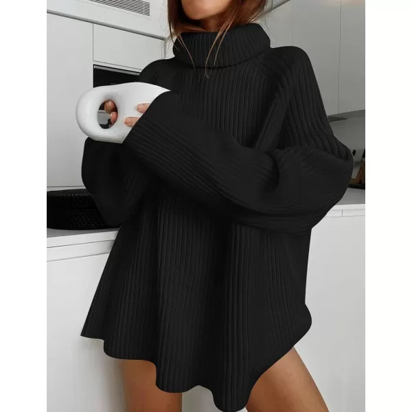 imageZESICA Womens 2024 Winter Sweaters Oversized Turtleneck Long Sleeve Chunky Knitted Tunic Pullover TopsBlack