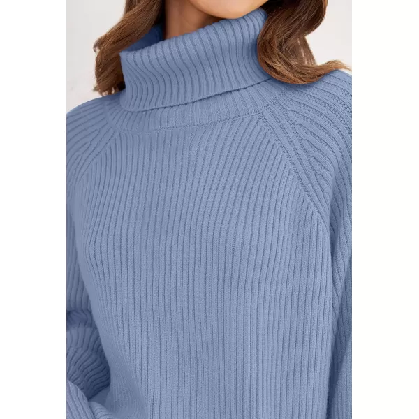 imageZESICA Womens 2024 Winter Sweaters Oversized Turtleneck Long Sleeve Chunky Knitted Tunic Pullover TopsBlue