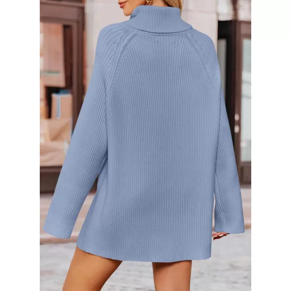 imageZESICA Womens 2024 Winter Sweaters Oversized Turtleneck Long Sleeve Chunky Knitted Tunic Pullover TopsBlue