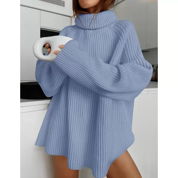 imageZESICA Womens 2024 Winter Sweaters Oversized Turtleneck Long Sleeve Chunky Knitted Tunic Pullover TopsBlue