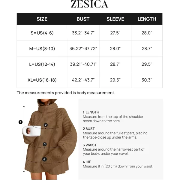imageZESICA Womens 2024 Winter Sweaters Oversized Turtleneck Long Sleeve Chunky Knitted Tunic Pullover TopsBrown