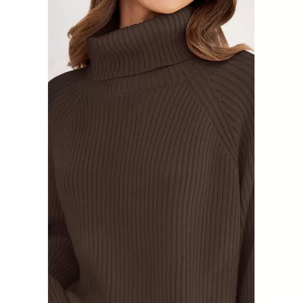imageZESICA Womens 2024 Winter Sweaters Oversized Turtleneck Long Sleeve Chunky Knitted Tunic Pullover TopsCoffee